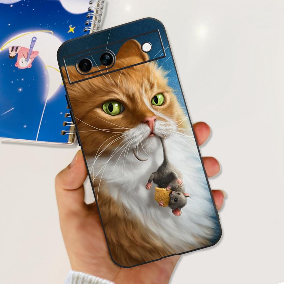 For Google Pixel 8A Case Pixel8 Pro Cute Cat Flower Painted Cover Silicone Phone Case For Google Pixel 8 Pro Pixel8A Soft Fundas