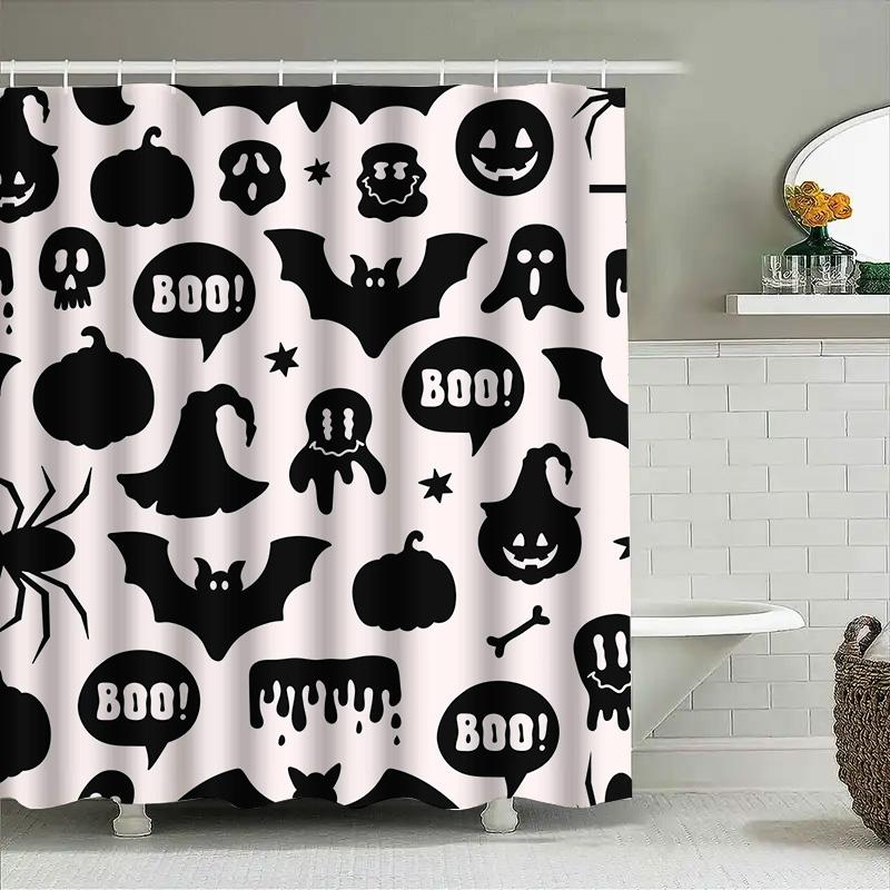 

Tuniu Black Halloween Bat Shower Curtain Spooky Bat Print Bathroom Decor Scary Shower Curtain For Kids And Adults W60H190(CM)-1 Pcs