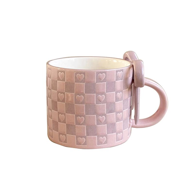 1PC Cup Souvenir Ceramic Gift Three-dimensional Offices Thick Home Elegant Durable Bow Practical