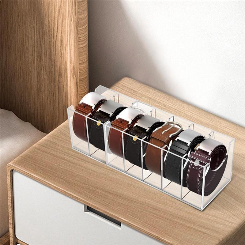 ABWR-Acrylic Belt Storage Box Transparent Storage Belt Tie Box Multi-Compartment In-Store Mall Display Shelf