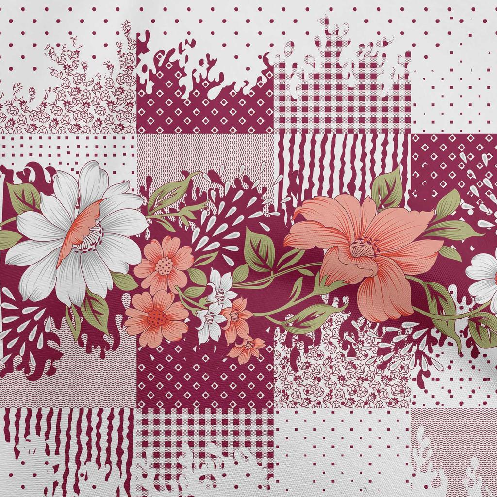 oneOone Tessuto Cotone Flex Rosa Fucsia Floreale Asiatico Con Texture Tessuto per Vestiti Tessuto Stampato Al Metro 40 Pollici