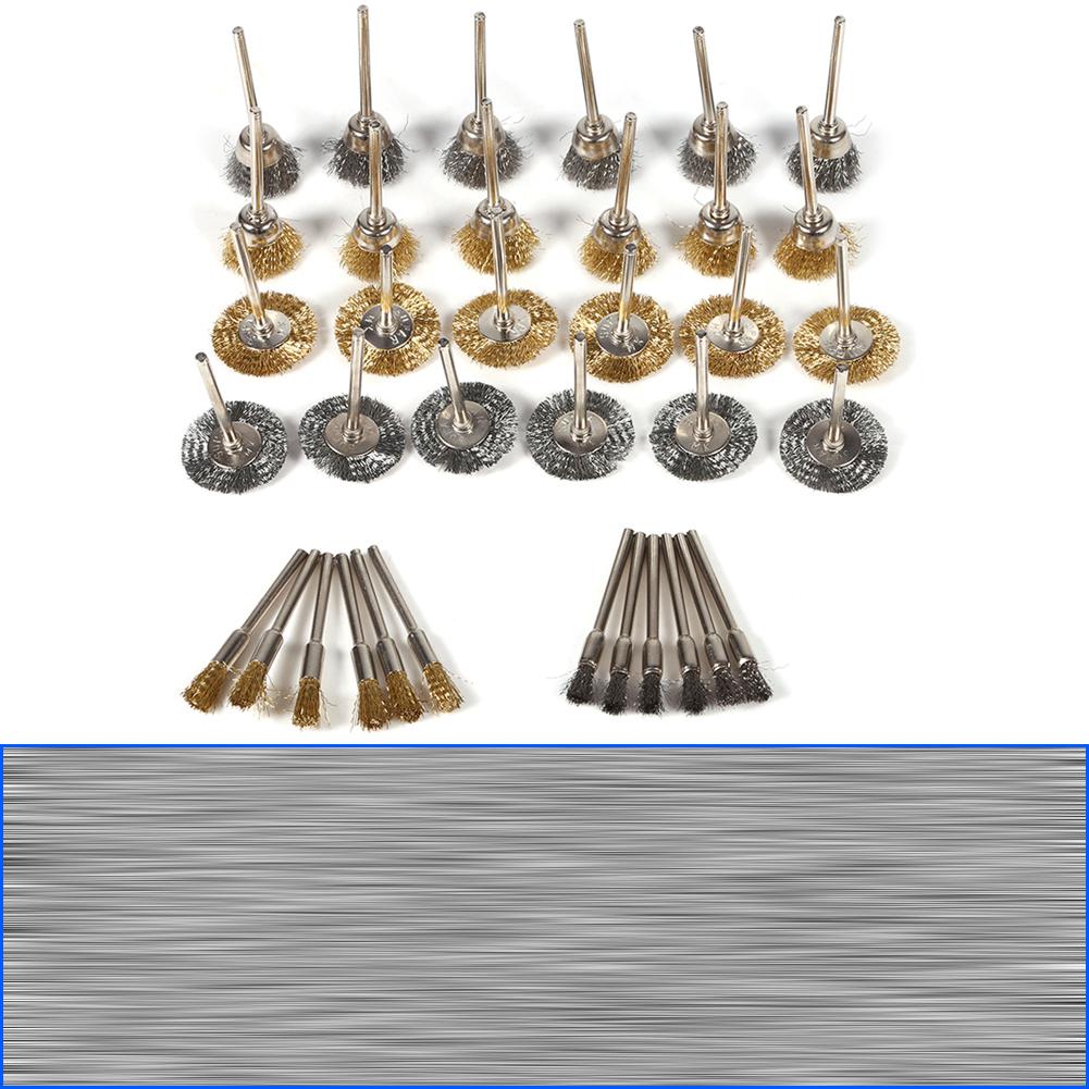 36Pcs Wire Brush Set, Rust Removal, Polishing, Fits Wood and Metal,   Size, Brass and Steel Material