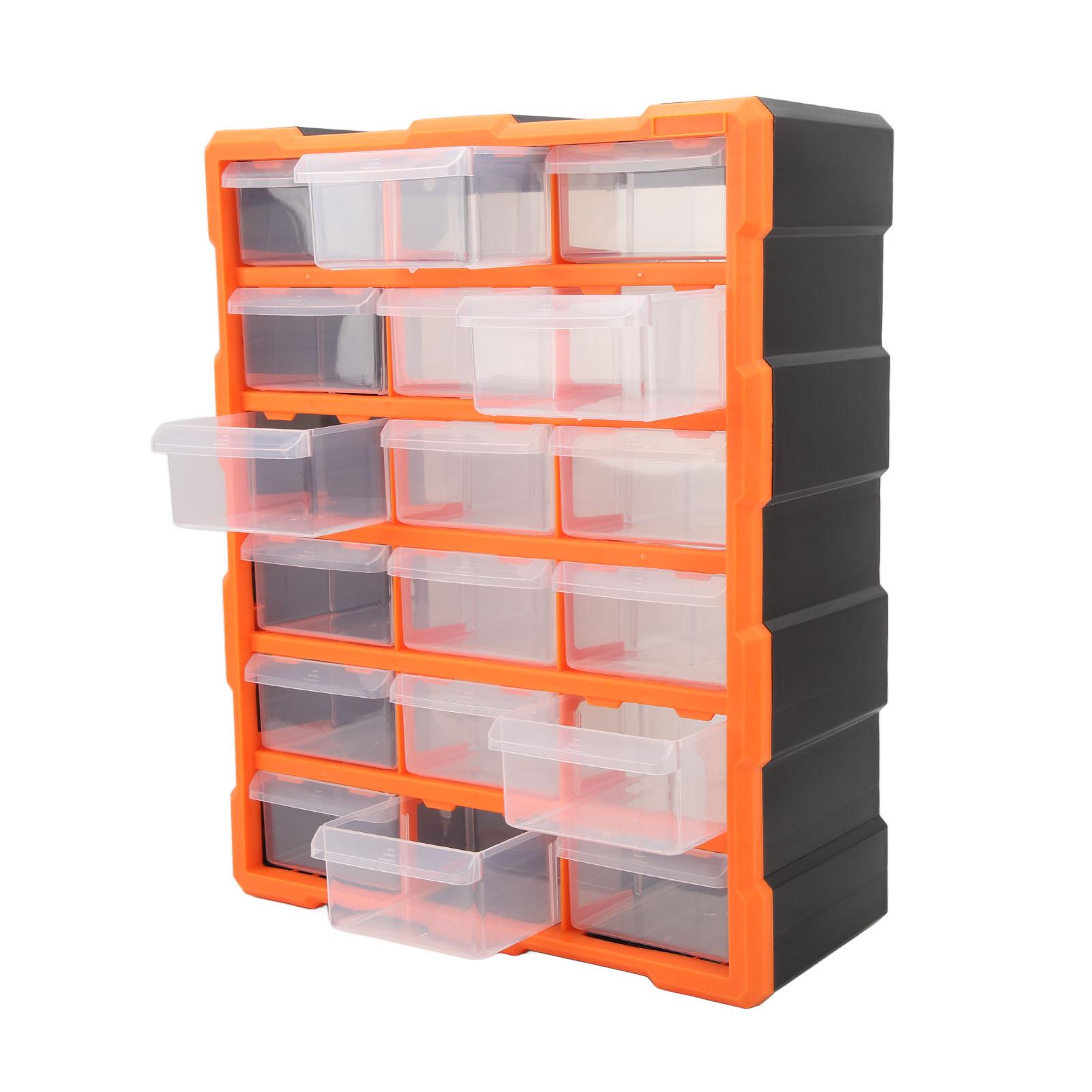 

Ящик для деталей выдвижного типа 18 ящиков Прозрачный Большой вместимости Настенный контейнер для хранения винтов Электрических компонентов