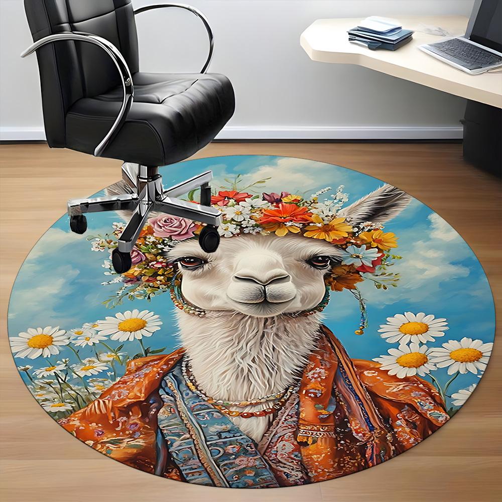 1pc Llama, Boho Chair Carpet for Office, Non Slip, Soft and Durable Office Rug
