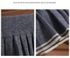Color-Blocked Pleated Wool Knit Skirt - Elastic Waist, Korean Style, Autumn/Winter Casual Mini Skirt for Women