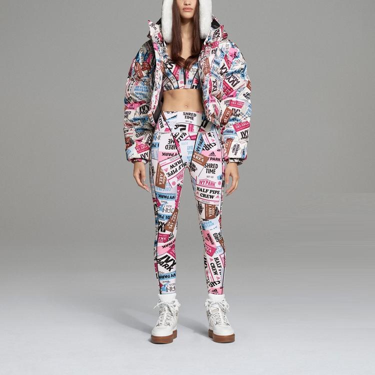 Adidas Originals Trefoil X Ivy Park Co-Branded Allover Logo Print Hooded Down Jacket Unisex Outerwear Multicolor H18992