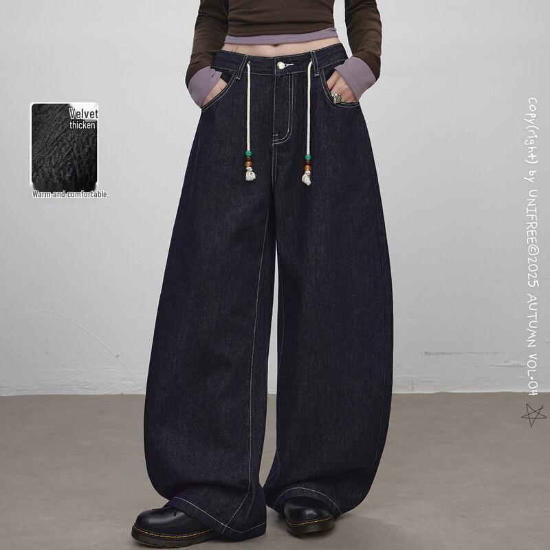 

UNIFREE Fleece-Lined Barn Style Curved Jeans L