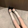 Pointed square buckle new single shoes versatile commuter thick heel Mary Jane women's shoes