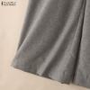 ZANZEA Damen Casual Elastische Taille Einfarbig Lose Lange Hosen