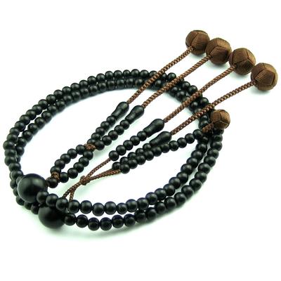 Myorenka Prayer Beads Nichiren Sect Men Shakuni Ebony Bontenbo Hon Ceremony Prayer Beads 108 Beads Lotus Bead Bag Included Natural Wood Funeral