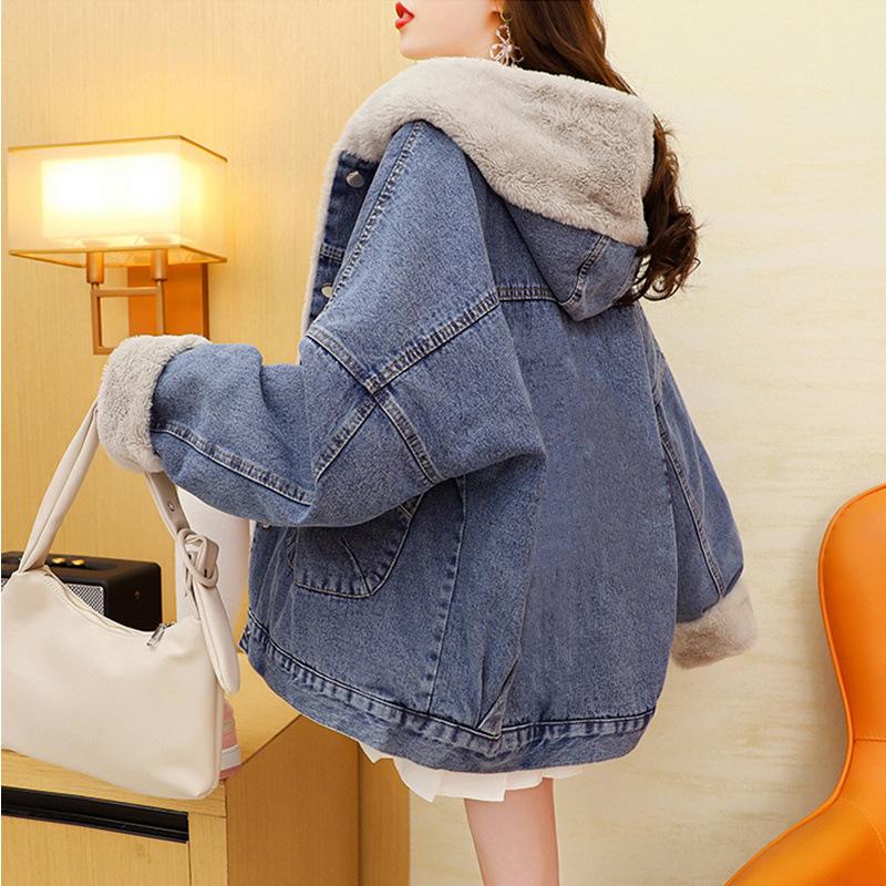 Women Plus Size Loose-Fit Denim Jacket For Women Autumn/Winter Arrival Cotton Coat Cotton-Padded Jacket Women's Clothing