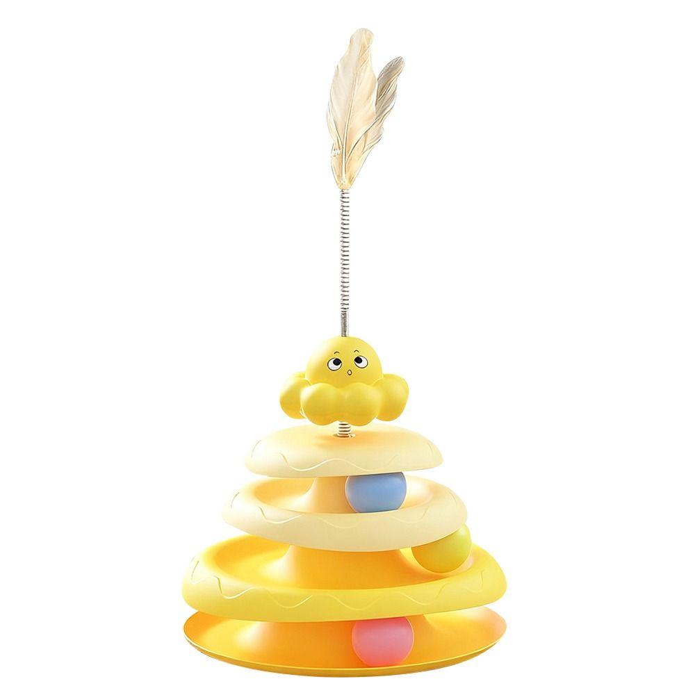 Interactive Turntable Cat Ball Spinning Self-Rotating Pet Cat Turntable Balls Rotatable Feather Cat Amusement Plate
