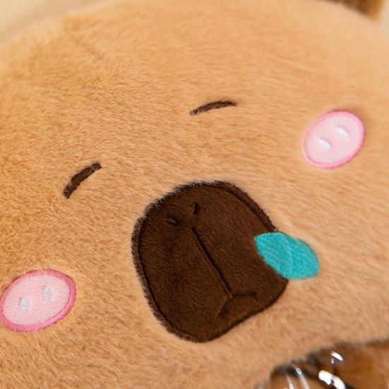 Capybara Plush Snack Bag Zipper Design Toy with 46087 Soft Stuffed Pad with Mini Capybara Dolls