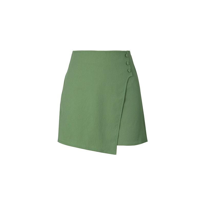 Solid Color High Waisted Culottes Button Decoration Comfortable Casual Green Shorts Summer Clothes Women 2026