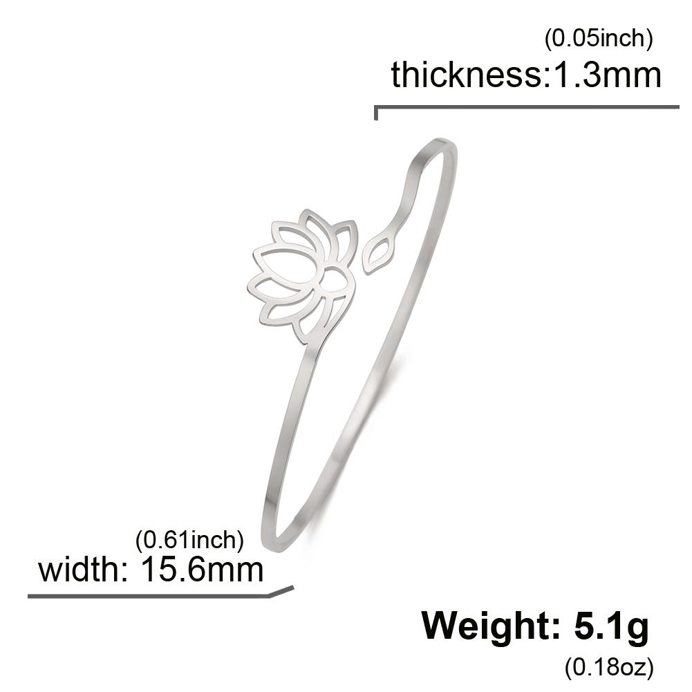 Lemegeton Yoga Lotus Stainless Steel Cuff Band Women's Bracelet Bohemian Jewelry Elegant and Simple Lover Gift