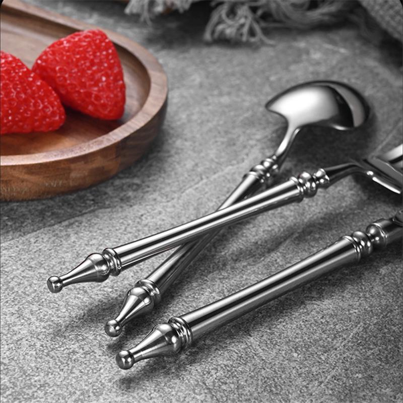 Slim 304 Stainless Steel Cutlery Set French Dinnerware Clamp Western Table Knife Fork Tea Spoon Flatware Festival Decor