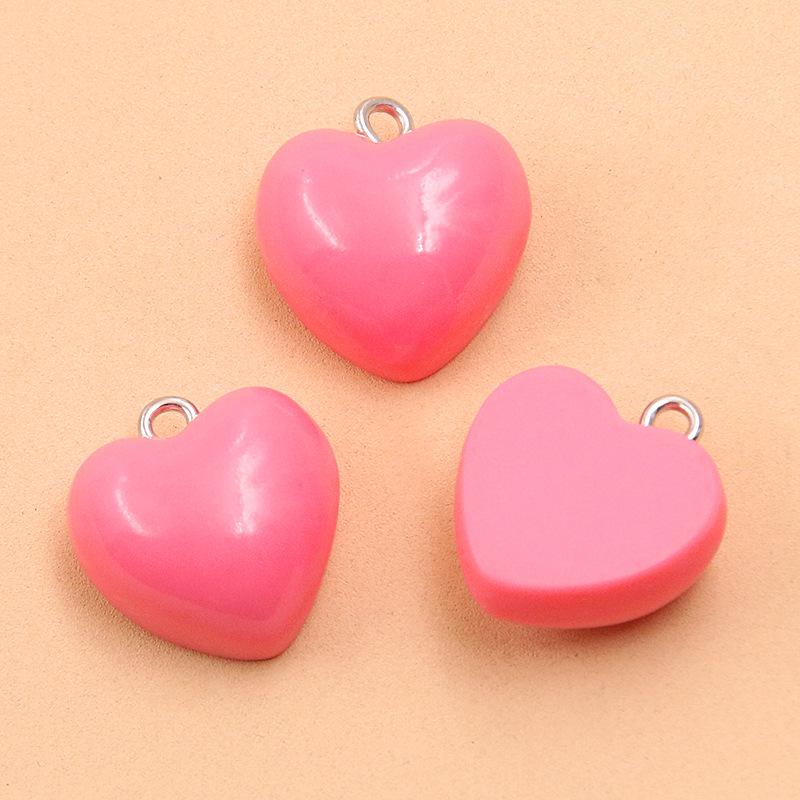 9-Color Geometric Heart Resin Charms: 17x18mm for Bags, Necklaces, Bracelets, Phone Pendants