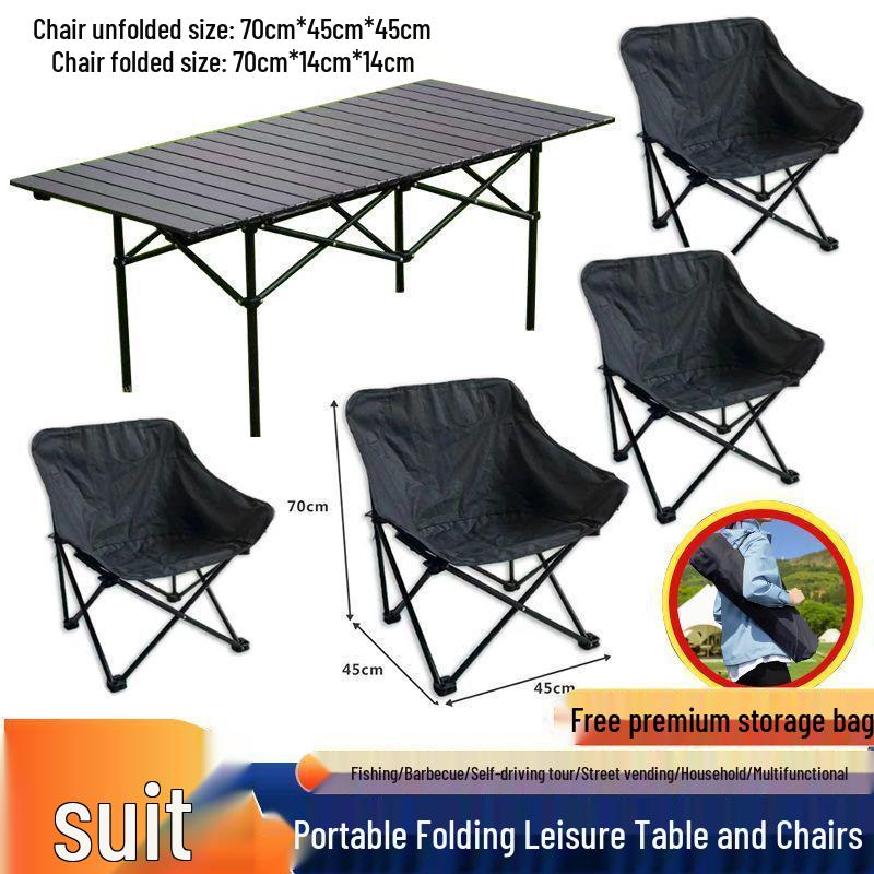Portable Metal Folding Moon Chair with Backrest for Outdoor Camping and Picnics