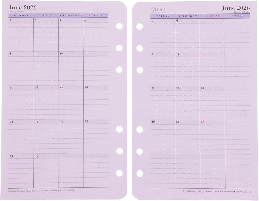 Franklin Planner 7 Habits Daily Refill 12-Month Edition, Starting July 2025, Compact, 86463