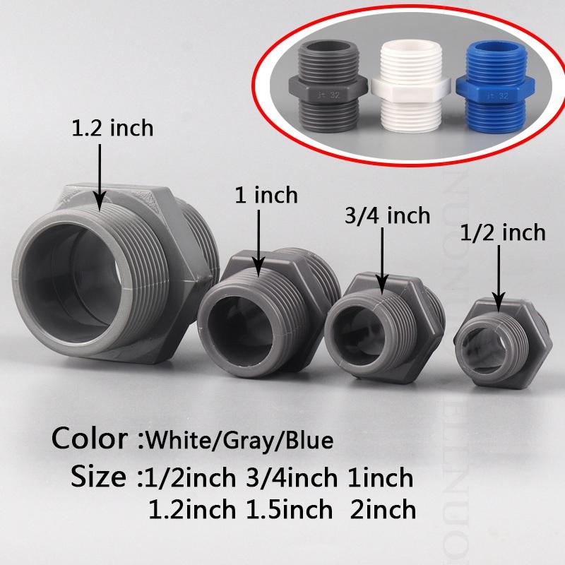 5pcs Grey PVC Nipple Connector 1/2" 3/4" 1" PVC Pipe Connector Garden Irrigation Pipe Fittings Aquarium Water Supply Tube Joints
