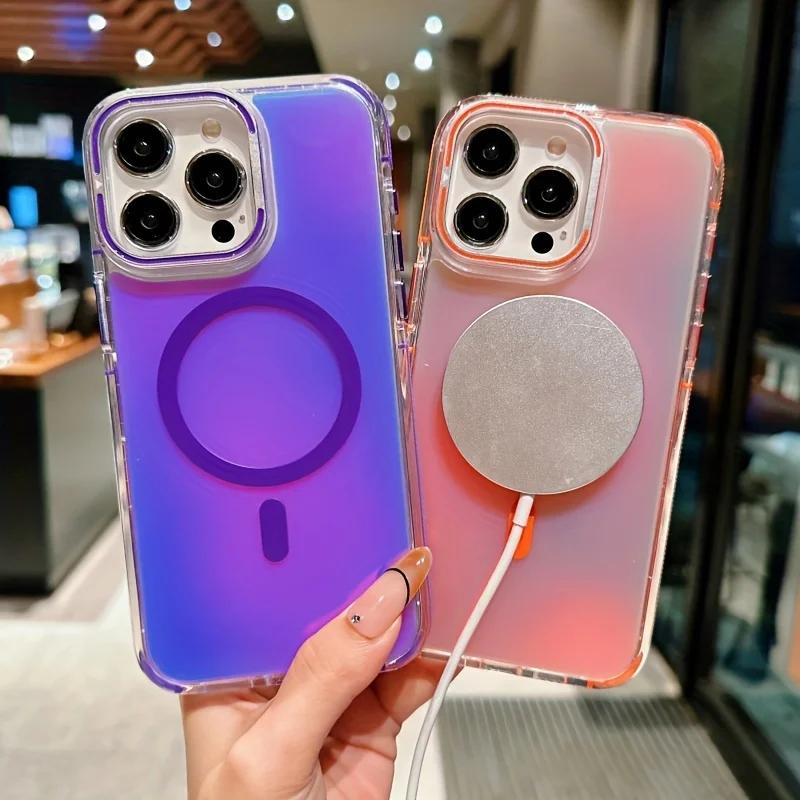 Magsafe Magnetic Lens Protection Stand Phone Case for iPhone 16 15 11 12 13 14 Pro Max Plus Camera Transparent Metal Ring Cover