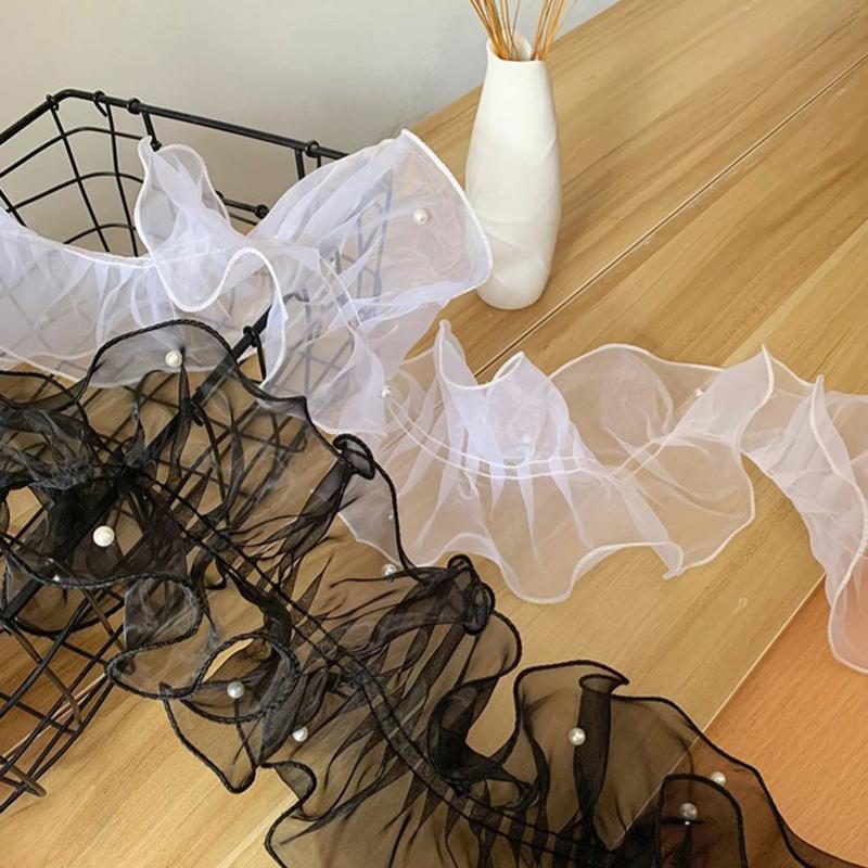 2 Meters Flower Lace Pearl Fabric Edge Gauze Diy Crafting Supply 11Cm Wide Gift Package Flower Packaging Flower Shop Supplies