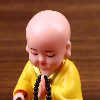 Kleine Buddha-Figur, Solar-Tanzspielzeug, Wackelkopfpuppe, Auto-Ornament für Schreibtisch und Zuhause