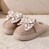 Fashion Comemore Bow Women Winter Toe Wrap Warm Solid Cotton Slippers Thick Soft Sole Slides Femmer Indoor Floor Flat Home Slipper Shoes