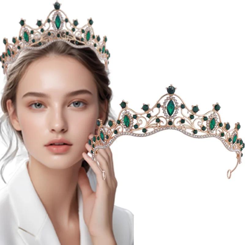 Baroque Luxury Princess Wedding Rhinestone Tiara Hair Crown Elegant Crystal Bridal Headpiece Stage Performance Hair Accessory