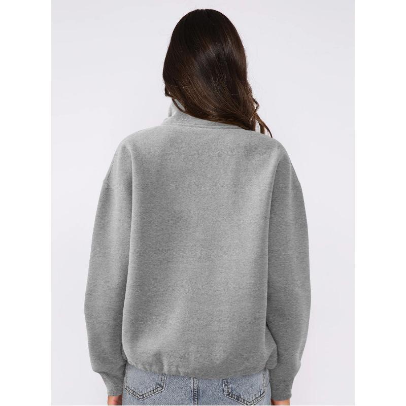 Damen S Halber Reißverschluss Langarm Sweatshirt Kontrastfarbe Lässiges Oberteil