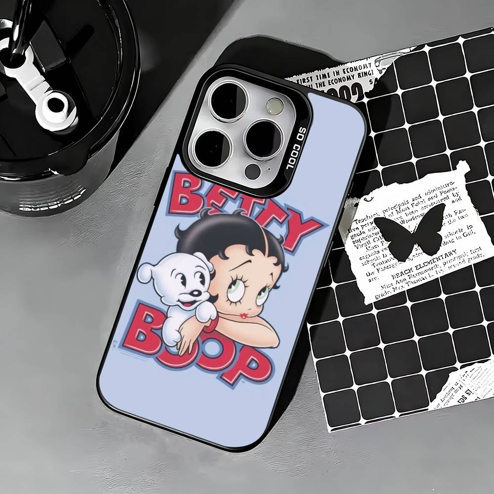 B-Betty Niedliche B-Boop Handyhülle Für iPhone 17,16,15,14,13,12,11 Plus,Pro Max,XS,Farbige silberne Handyhülle
