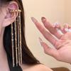 Simple Long Tassel Clip Earrings for Women Exquisite Single Ear Cuff Beaded Drop Earrings Luxury Vintage Versatile Jewelry Gift