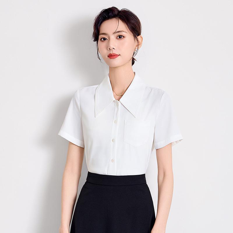 Women's Short Sleeve White Shirt for Professional or Formal Wear