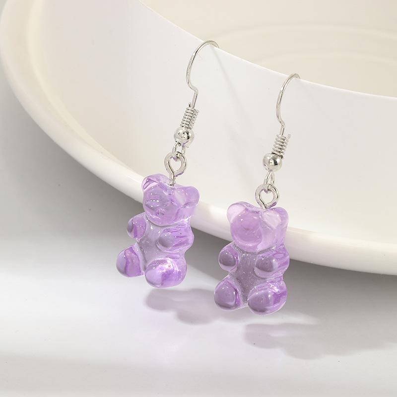 Kreative Niedliche Süßigkeiten Bunte Tier Gummibärchen Ohrringe Minimalismus Cartoon Design Damen Ohrhaken Hänger Zirkon Kinder Geschenk