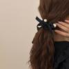 Black Color Pearl Hair Tie Pearl Decoration Bow Headdress Fashion Ponytail Holder  Daily Wear