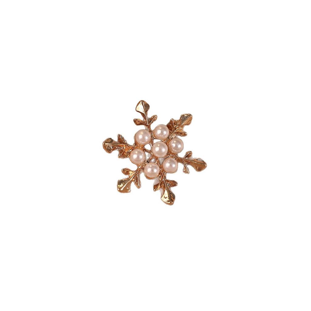 Snowflake Suit Brooch Accessories, Elegant Collar Pin, Anti-glare Brooch, High-end and Light Luxury Coat, Pearl Pin