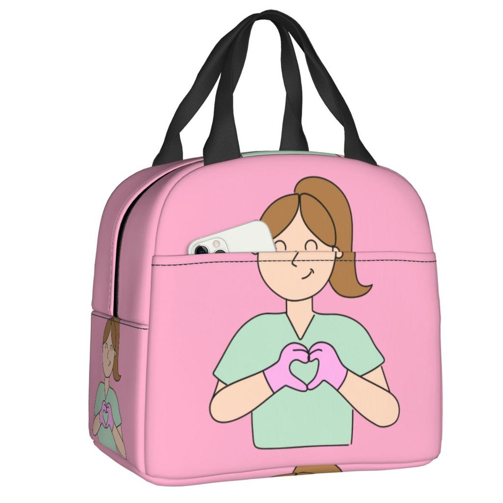 Custom Enfermera En Apuros Doctor Nurse Medicine Insulated Lunch Tote Bag for Women Resuable Thermal Cooler Food Lunch Box