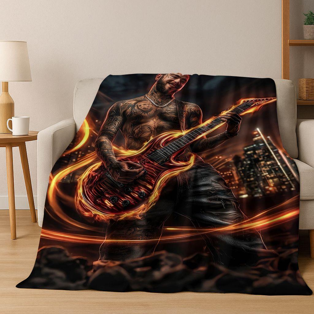 3D Top Rapper Legend Star Art Cartoon Hip Hop Flannel Blanket,Cozy Soft Throw Blanket for Home Bedroom Bed Sofa Cover Gift