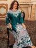 AB400 Muslim Fashion Floral Dress with Hot Drill Embellishments - Middle Eastern Style Robe for Women