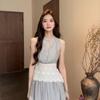 2026 French Elegant Lace Sleeveless Top & Skirt Set