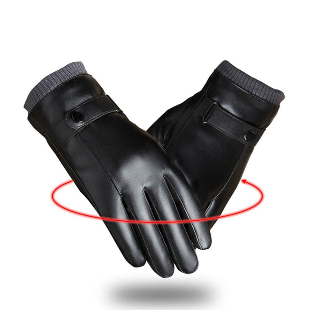 Accessories Solid Color Full Finger  Gloves Plus Plush Korean Style Mittens Men Gloves