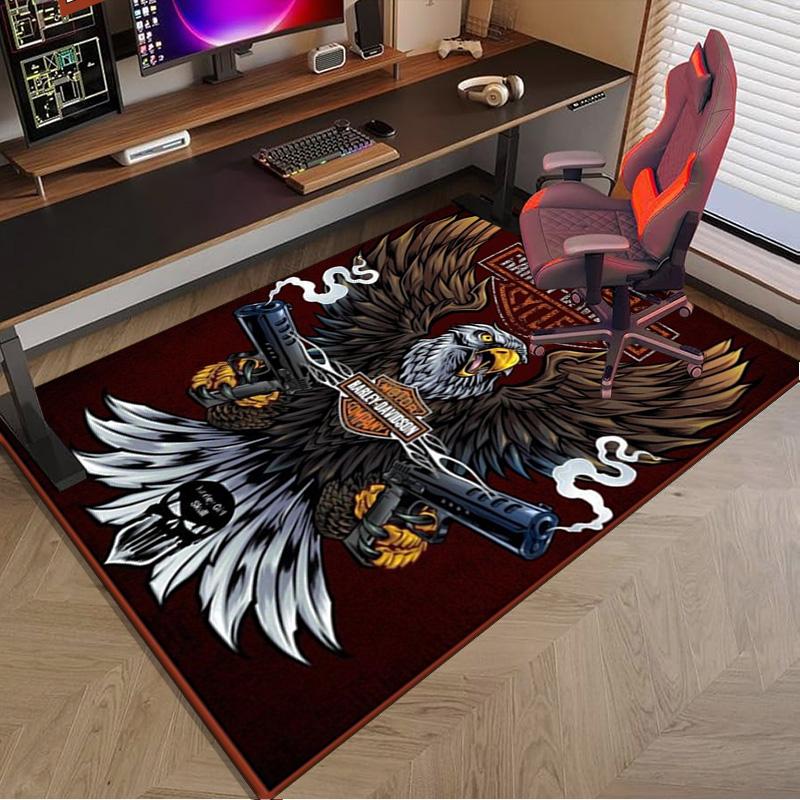 Harley-davidson Motorcycle Artwork Area Rug Office rug, Chair Rug, Decor Carpet Livingroom bedroom Mat, Large Size Fan gifts Christmas gifts