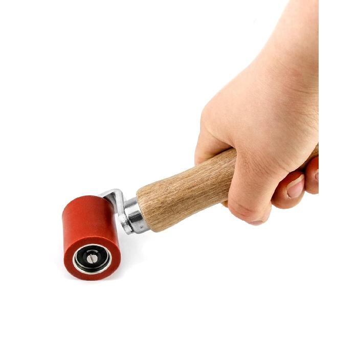 QWORK® Silicone Seam Roller, High Temperature Resistant Silicon Seam Hand Pressure Roller Welding Tool, 40Mm, Red