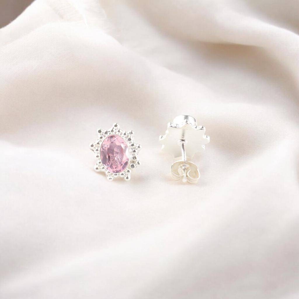 Morganite Gemstone 925 Sterling Silver Jewelry Handcrafted Girls Earrings 0.54" EE-151-7