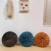 Round Pumpkin Velvet Cushion - Plush Solid Color Waist Support Pillow