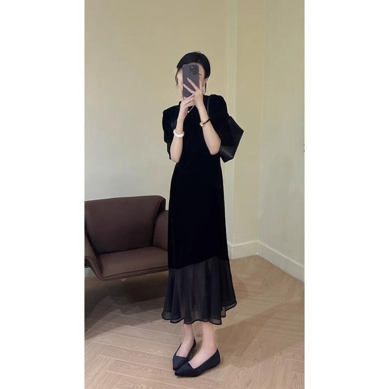 High temperament dress women's clothing autumn new black skirt autumn small black dress early autumn dress