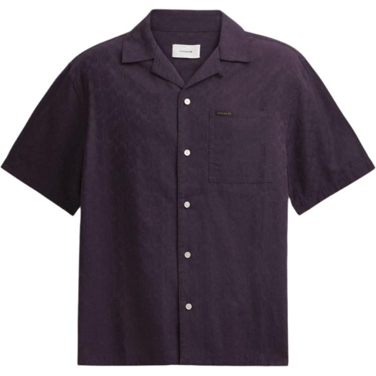 Coach Solid Color Logo Print Polo Shirt Men Shirts Purple CT050-PUR