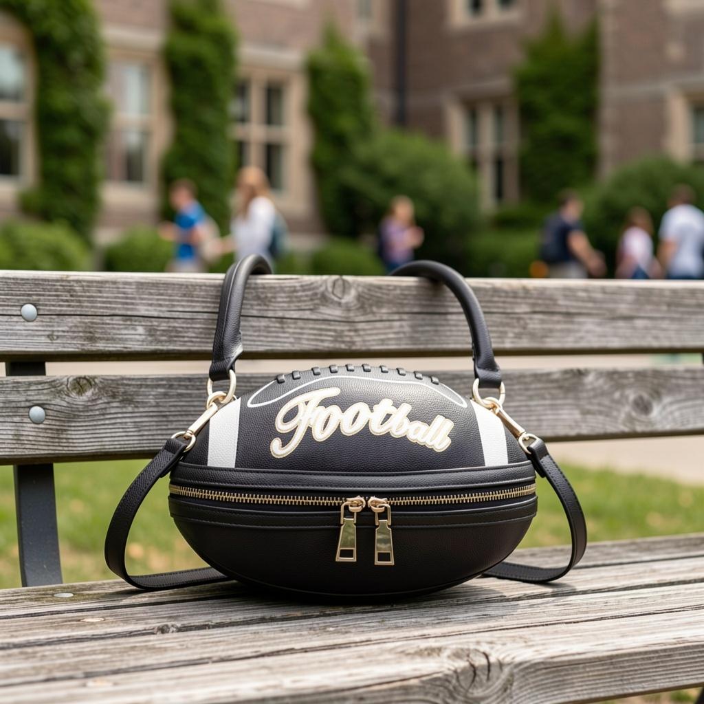 New American football/rugby ball handbag, creative, fashionable, unique, cute, lightweight crossbody bag, commuting, high-end, everyday, versatile.