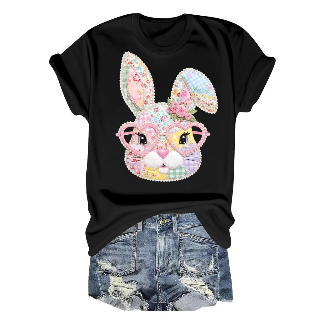 Women's Casual Printed T-Shirt Round Neck Pullover Short Sleeve Top