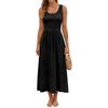 Ärmelloses Langes Freizeitkleid für Damen Sommer Einfarbig Einfach Entspannte Passform Maxikleid für den Alltag Urlaub Büro